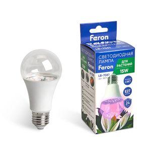 Лампа светодиодная для растений DL4335 А60 15W 230V E27, красно-синий спектр