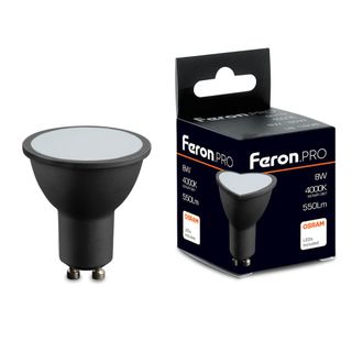 Лампа светодиодная 8W 230V GU10 4000K MR16 в черном корпусе, LB-1608