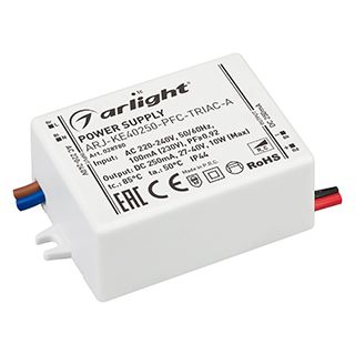Блок питания ARJ-KE40250-PFC-TRIAC-A (10W, 250mA) (IP44 Пластик, 5 лет)