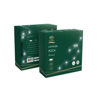 Гирлянда Роса с контроллером 20м, 200LED, IP20, 230В, зеленый провод, белое свечение