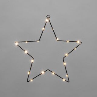 Звезда подвесная на металлическом каркасе 30 см, 20 LED,  теплый белый, питание 2хАА (не в комплекте